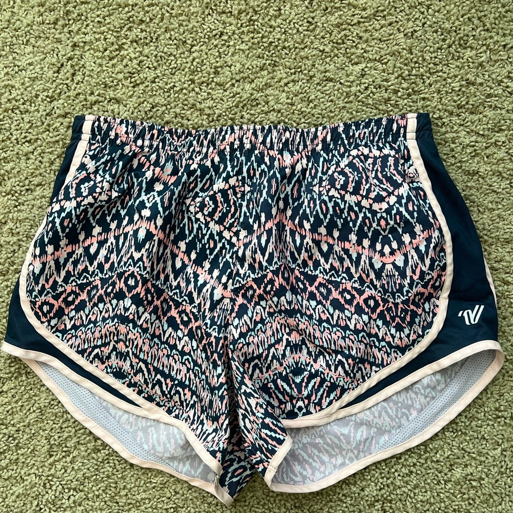 Pink and Navy Printed Athletic Shorts